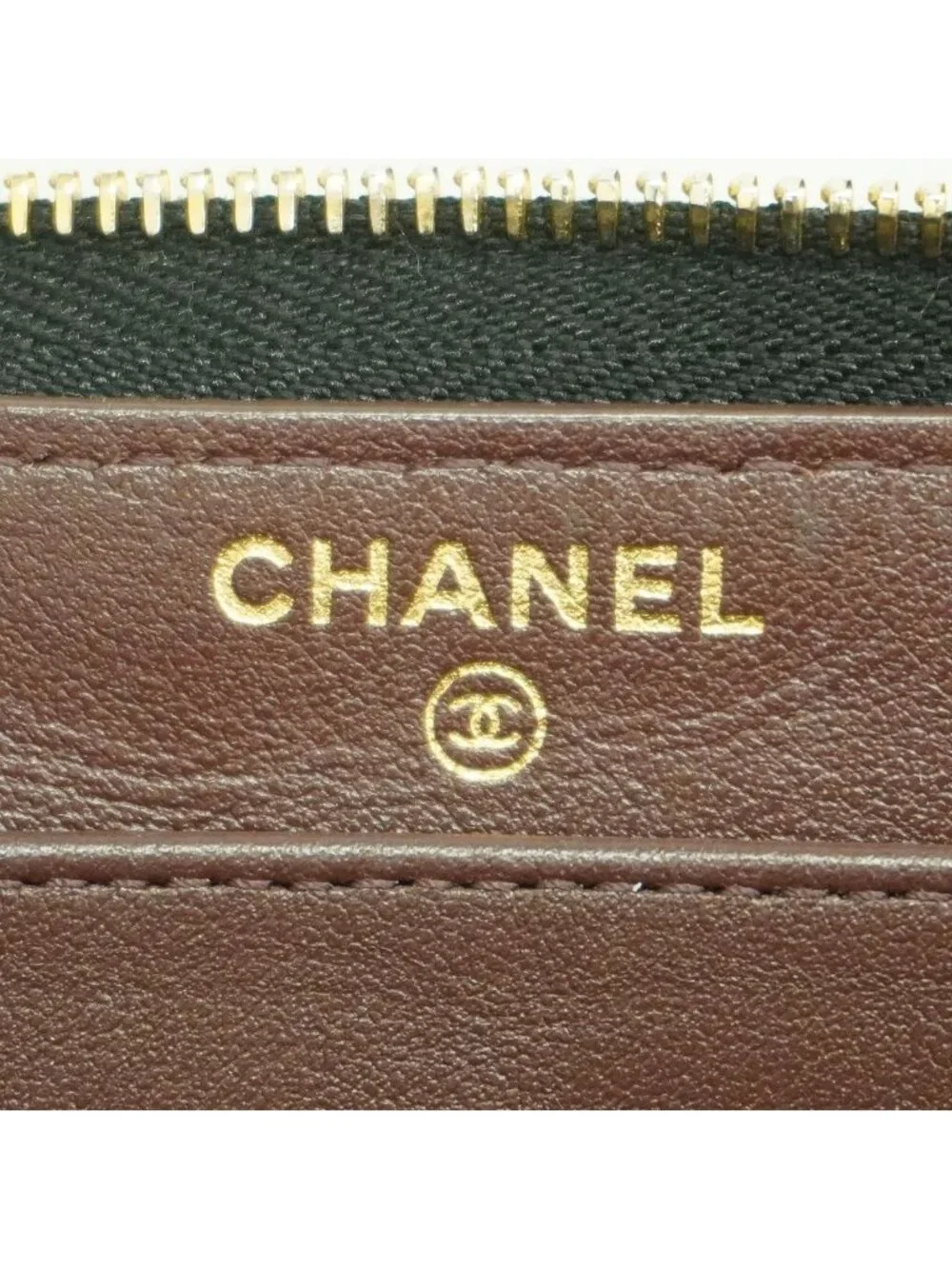 Chanel Wallet Quilted Caviar Leather Black Gold